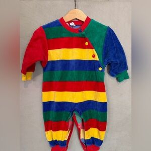 Vintage Le Top Velour rainbow stripe jumper / romper 9 months